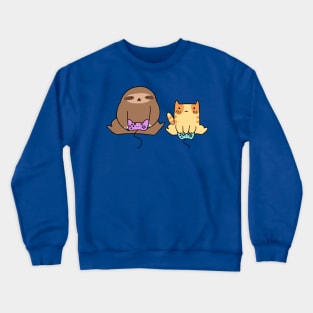 Sloth and Cat Playing Games Crewneck Sweatshirt